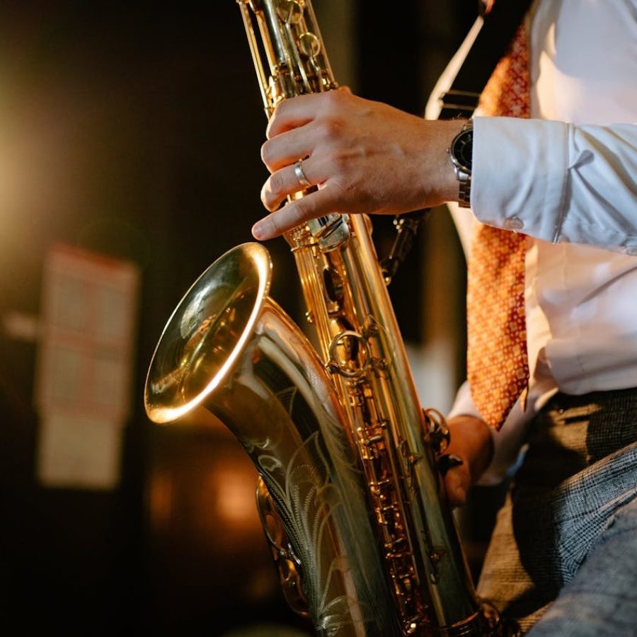 Solo-Saxophonist live am performen